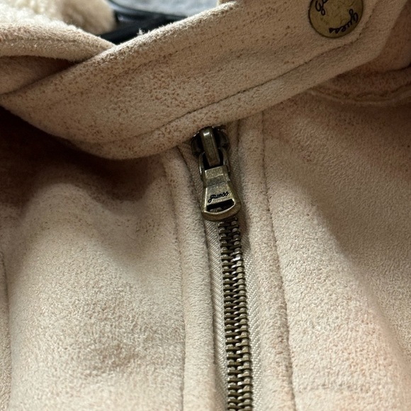 Guess Jacket Womens Medium Beige Faux Leather Fur Long Sleeve Full Zip C… - Picture 6 of 13